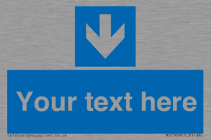 Custom Mandatory directional sign, blue arrow down